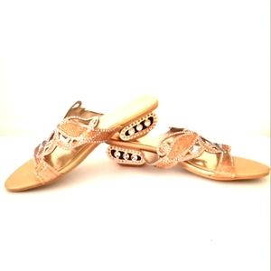 🎁FREE GIFT INCLUDED🎁  NEW Embellished Rhinestone Glitter Sandals Low Heels